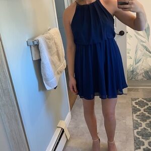 Cocktail dress navy crew neck short